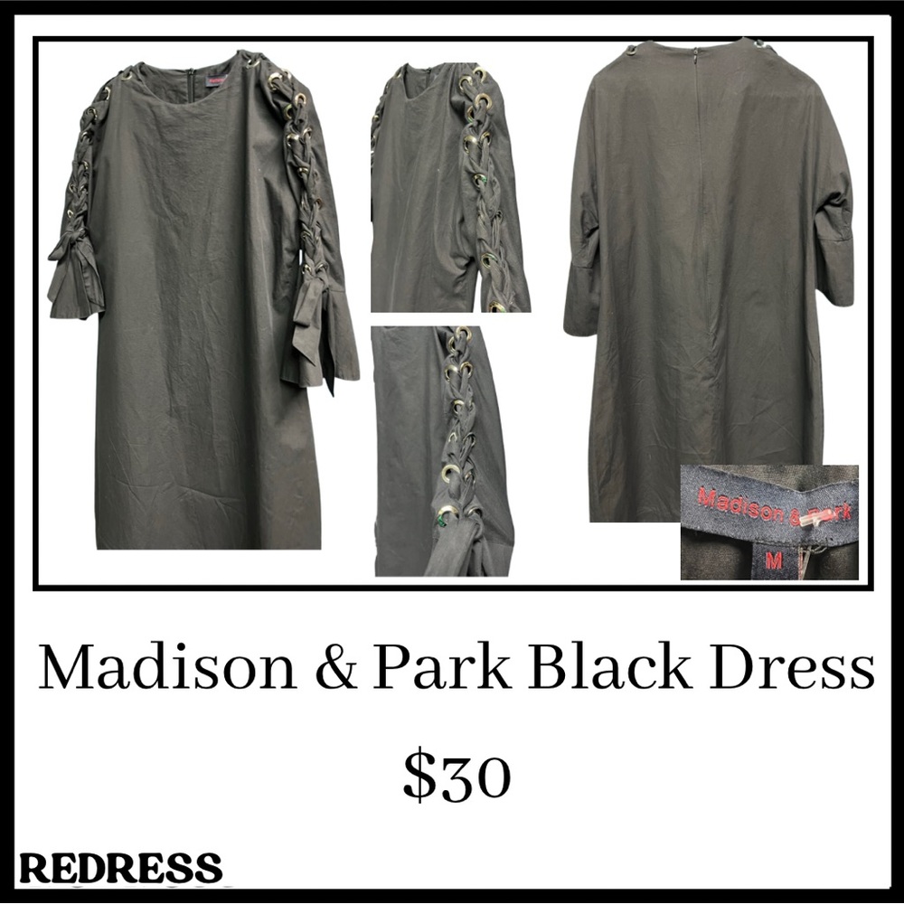 Madison & Park Black Dress Size Medium